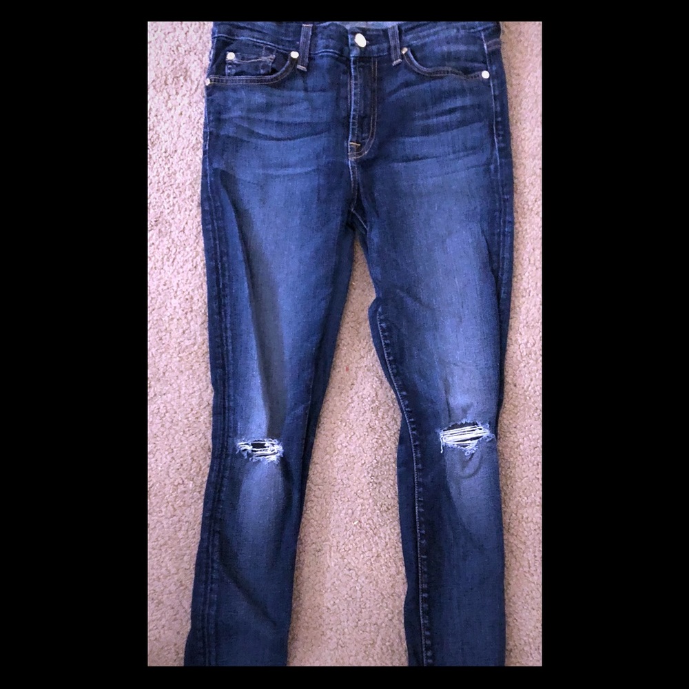7 for all mankind Skinny distressed knee denim